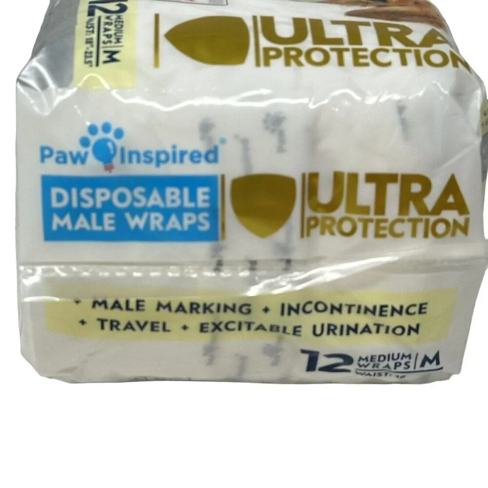 Belly Band Disposable Wraps Diapers Medium Male Dogs 12 Count Pack Lot of 2